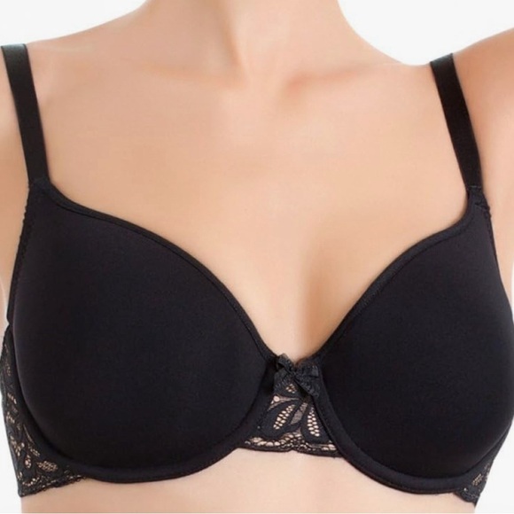 WACOAL All Dressed Up Black W/ Lace Inserts T-Shirt Bra STYLE 853166 Sz 38D - Picture 5 of 17